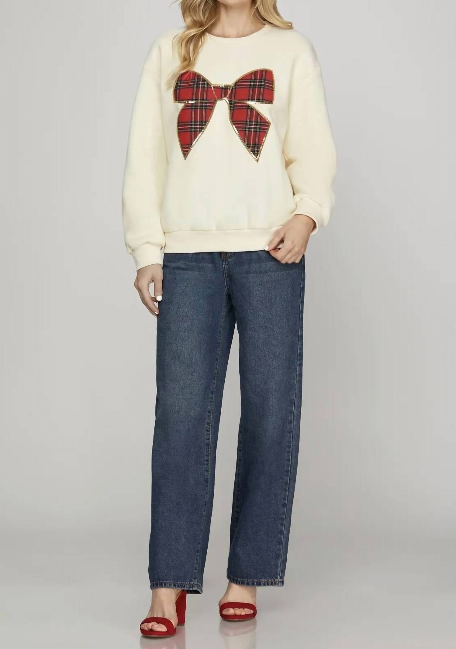 She + Sky - Bow Crewneck Sweater