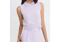 Matthew Bruch - Striped Mesh Collard Tank