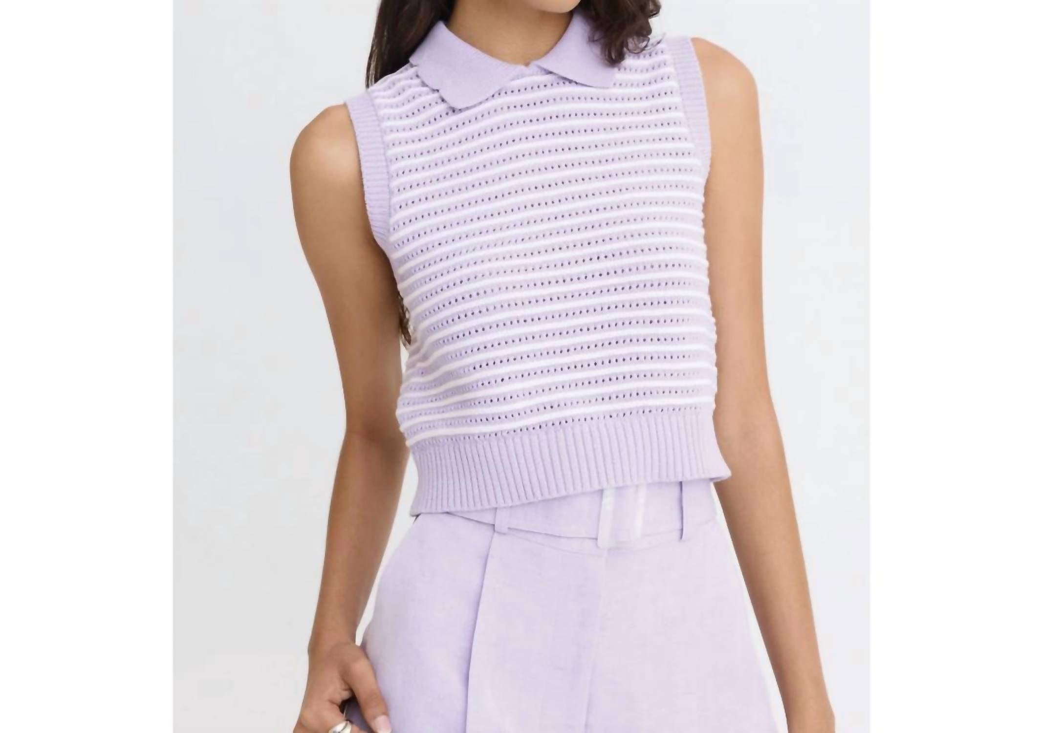 Matthew Bruch - Striped Mesh Collard Tank