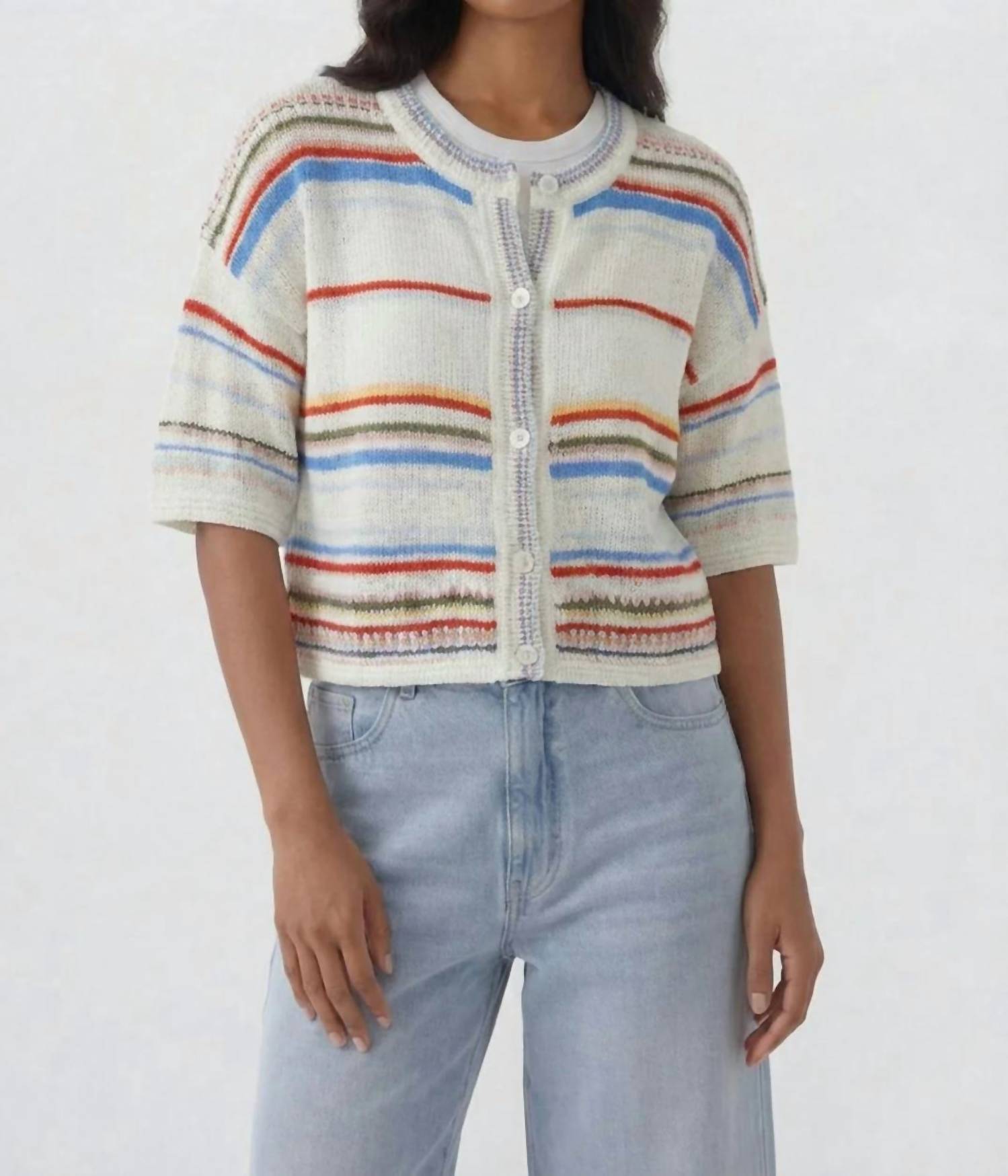 Oui - Crochet Multi Stripe Sweater