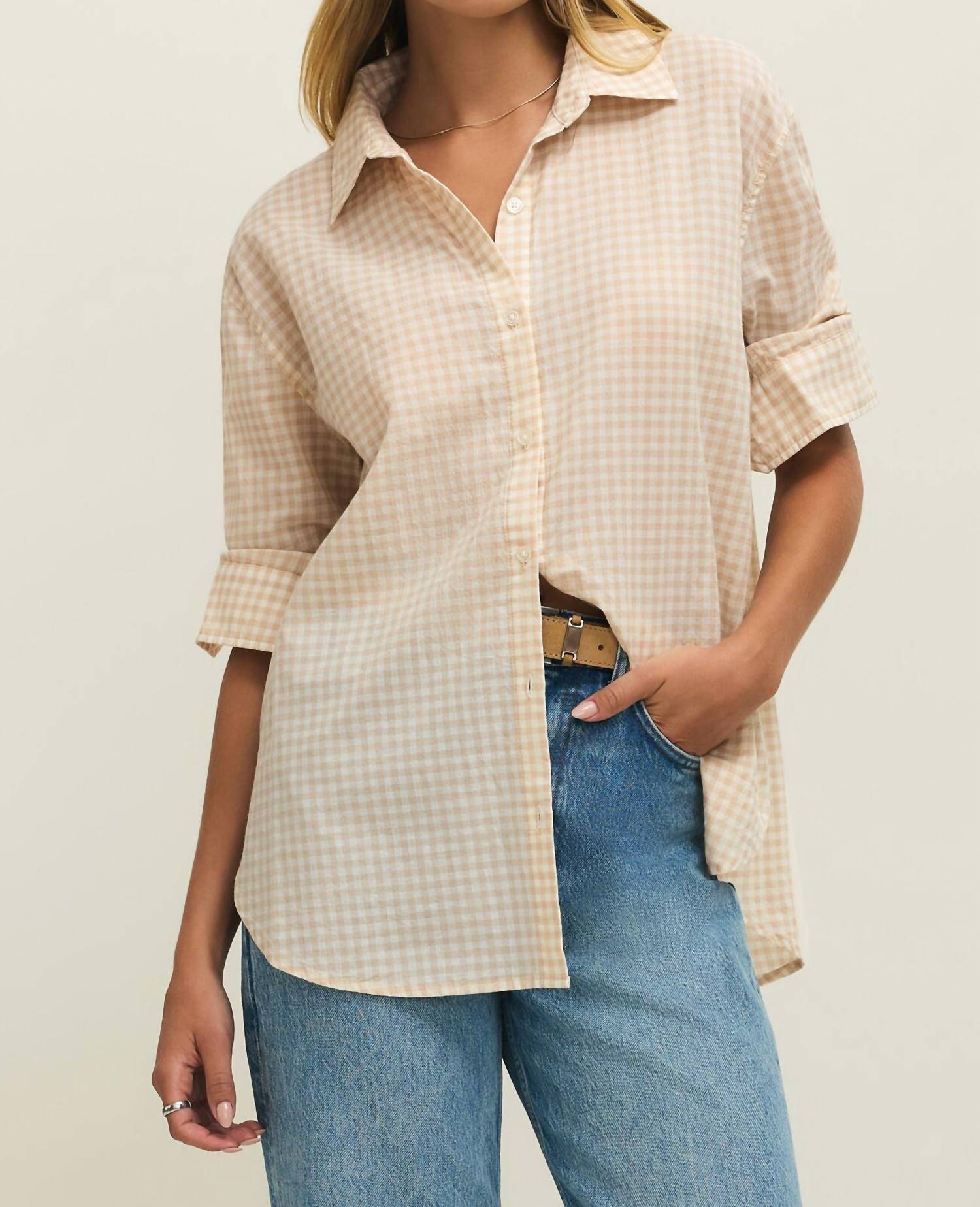 Z Supply Seaport Button Up Top in parchment - women's shirt