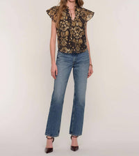heartloom Wiley Short Sleeve Top in brown - women's blouse