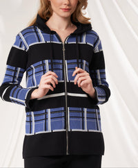 Angel Apparel Plaid Knit Hoodie Jacket in black denim - women's jacket