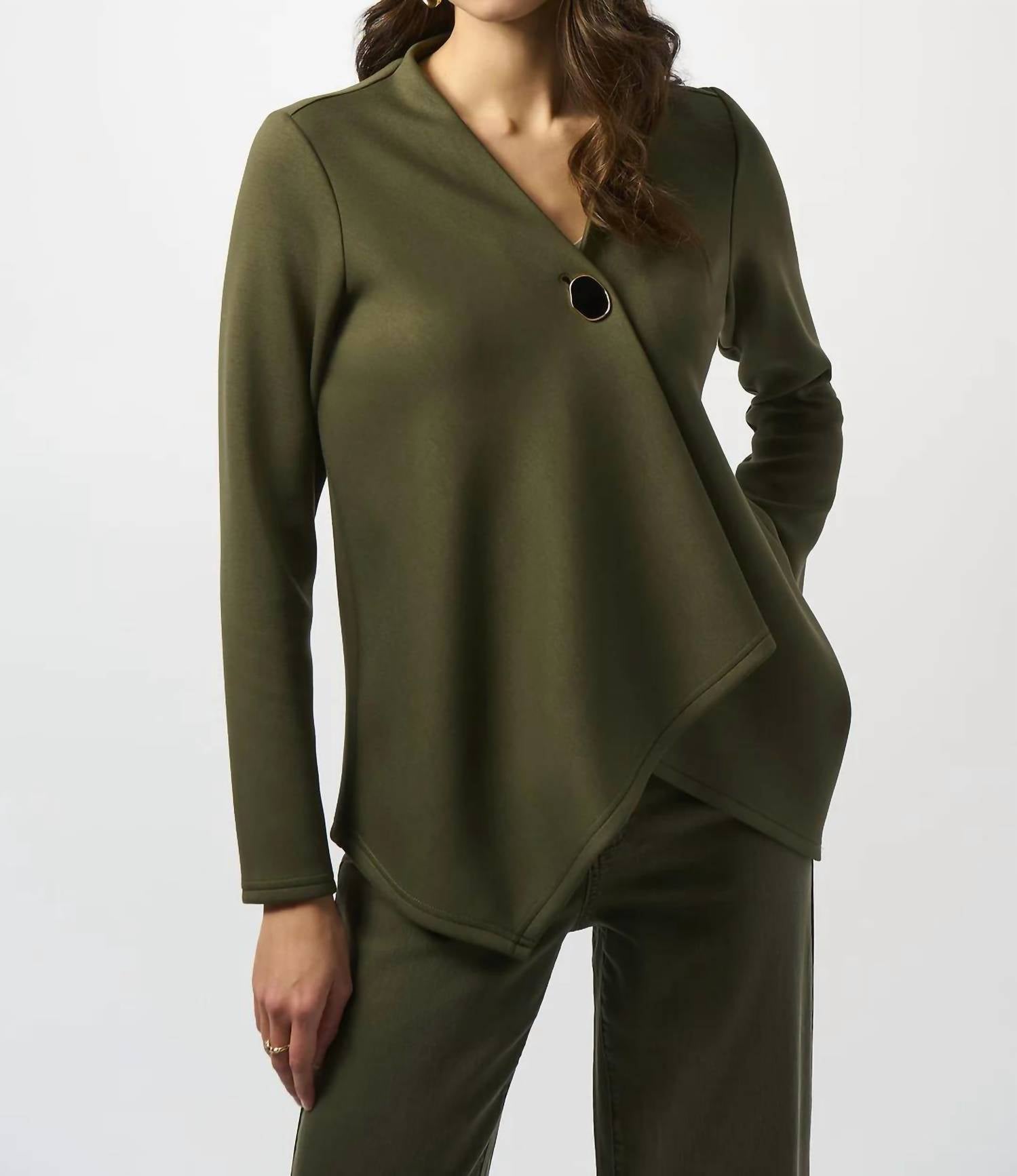 Joseph Ribkoff - Asymmetrical V-neck Button Front Jacket