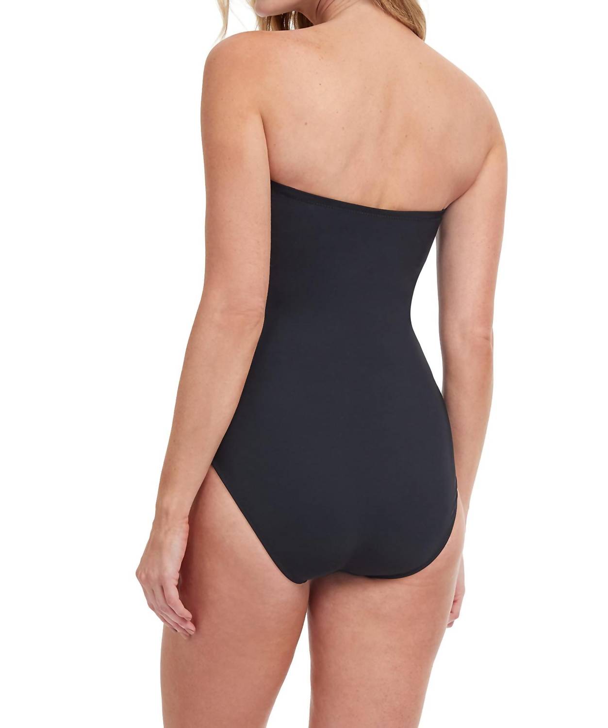 Gottex Bandeau One Piece Swimsuit in onyx black gold - women's swimwear - detail view