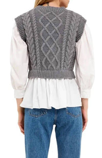 Blu Pepper - Mixed Media Cable Sweater