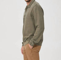 Paige Davion Quarter Zip Pullover in vintage white sage - men's sweater - detail view
