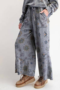 Easel - Floral Printed Terry Pants