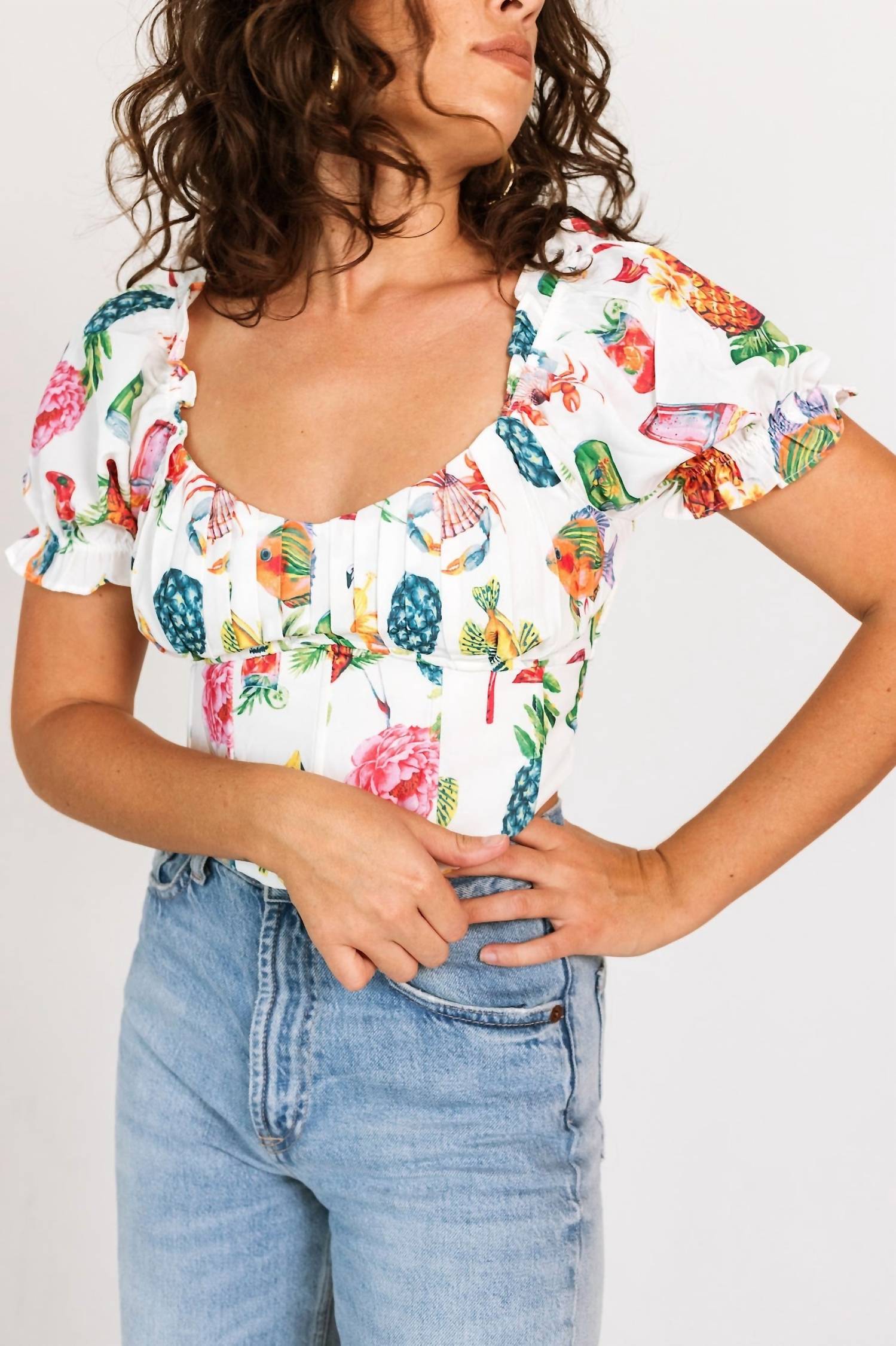 Blu Pepper - Island Nights Corset Detail Top