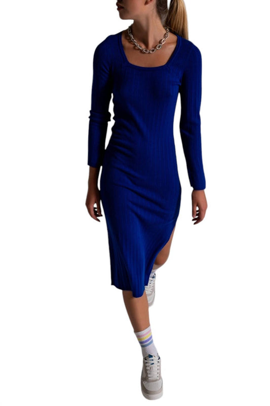 Q2 - Naomi Midi Knit Dress With Square Neckline