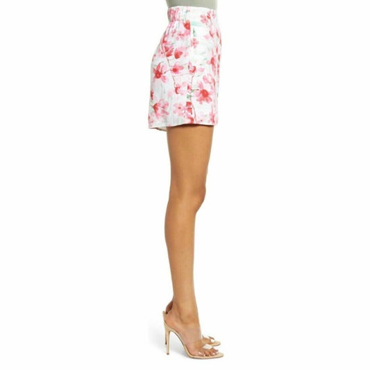 Leith - Pull On Elastic Floral Print High Waist Shorts