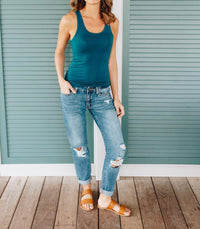 ZENANA Basic Scoop Neck Tank in in teal - women's tank top - view 5