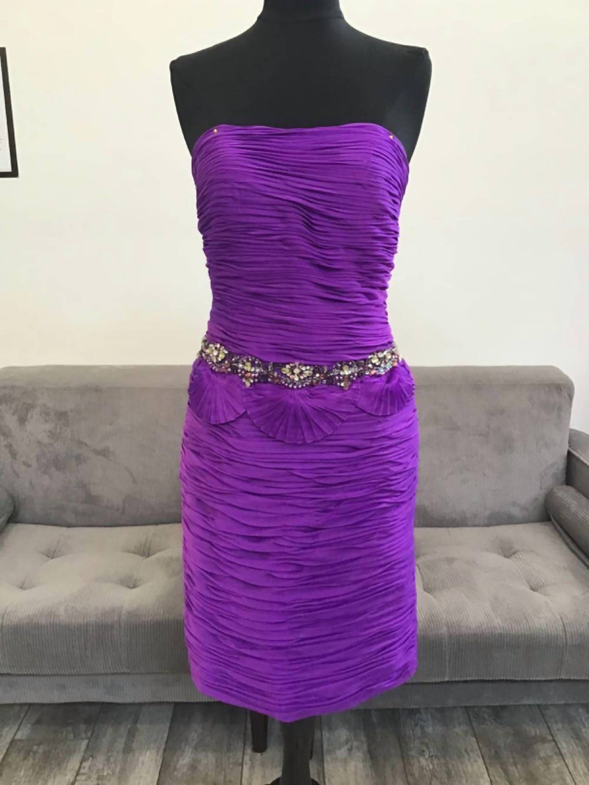 Terani Couture - Women's Strapless Mini Belted Dress