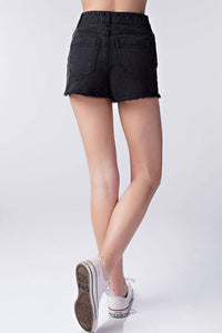 Honey Punch - Lace Up Frayed Denim Shorts