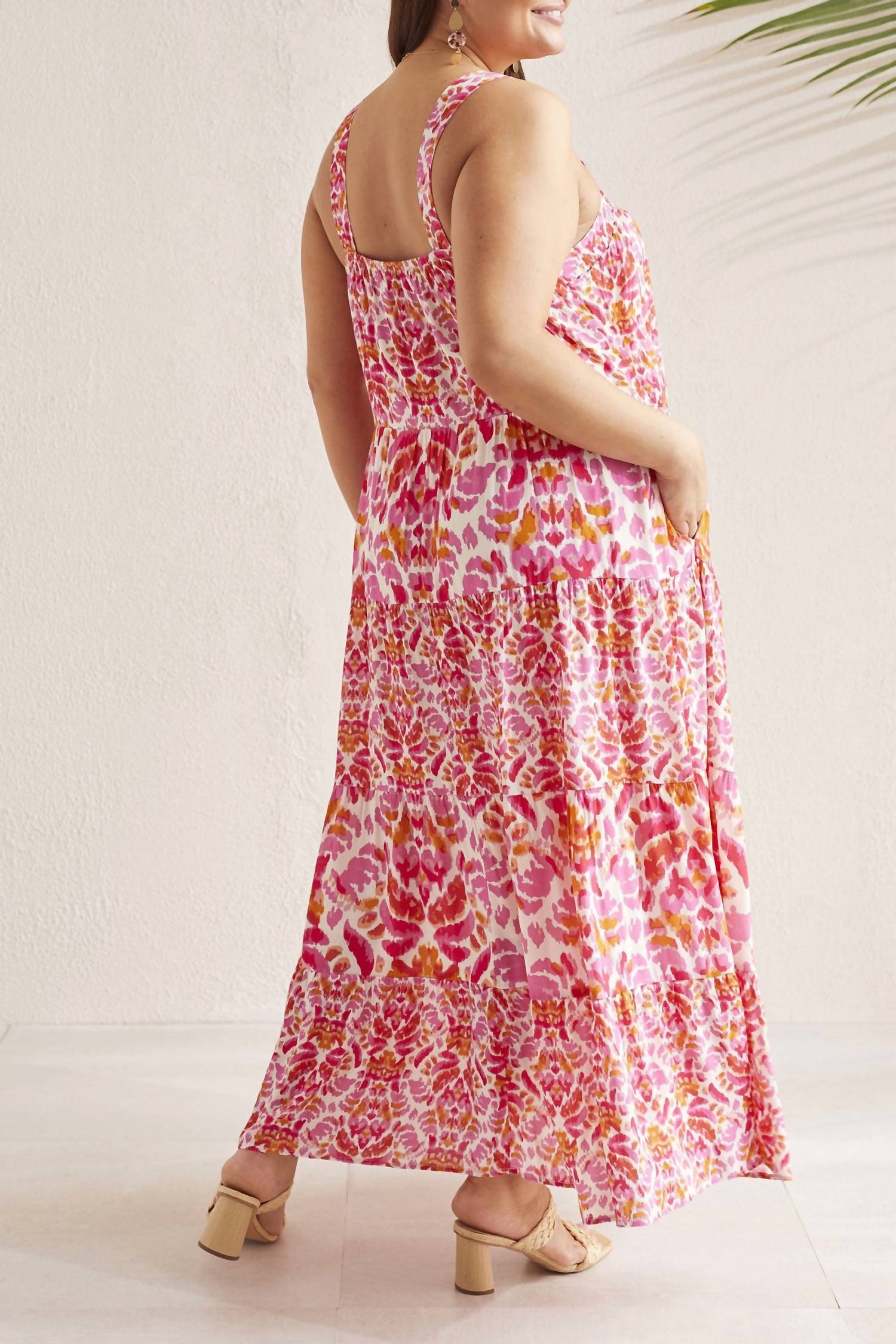 TRIBAL Sleeveless Maxi Dress With Pockets - Plus in amberglow - women's dress - alternate view