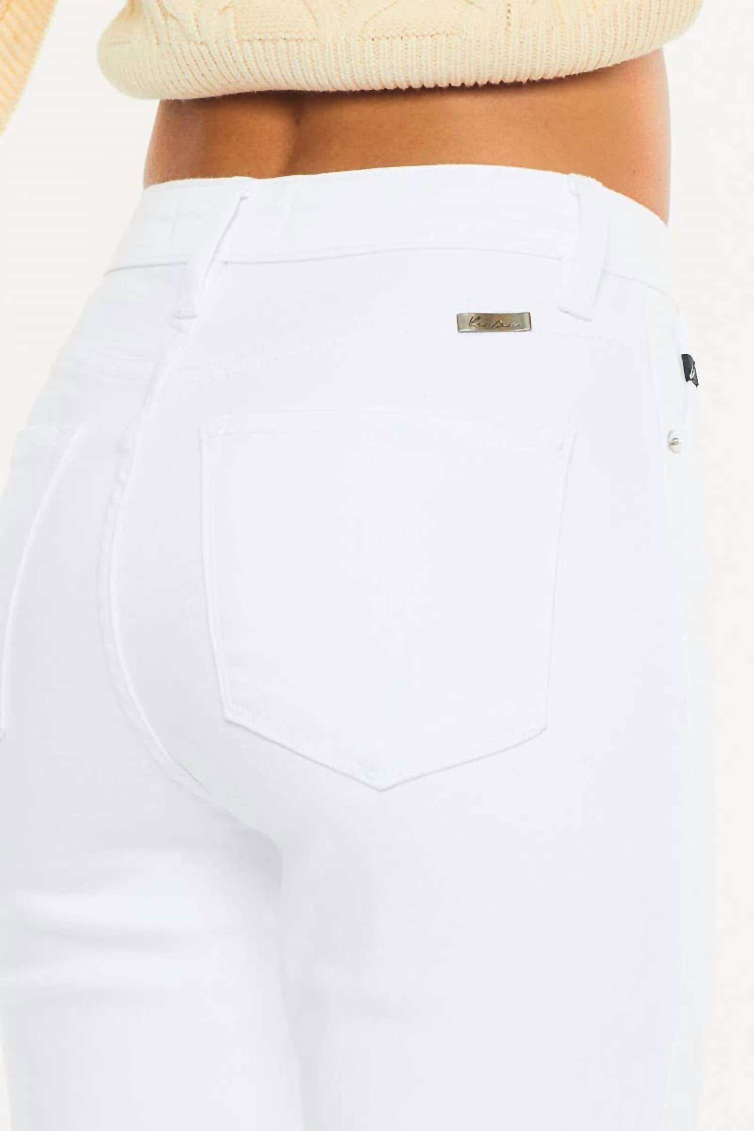 KanCan High Rise Slim Straight Jeans in white - women's jeans - view 5