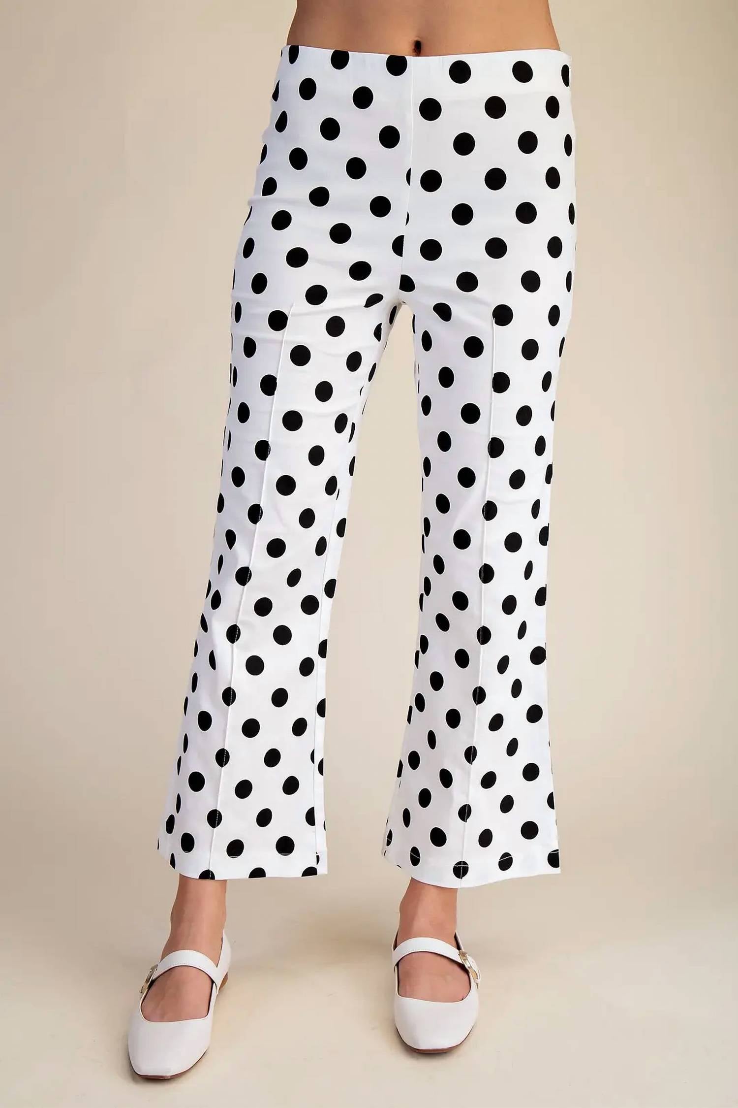 Glam - Flare Crop Polka Dot Pants