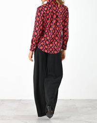 LAVENDER BROWN Alivia Top in geometric - women's blouse - detail view