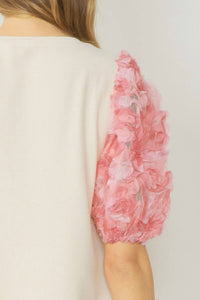 entro Floral Puff Sleeve Top in natural - women's t-shirt - view 12