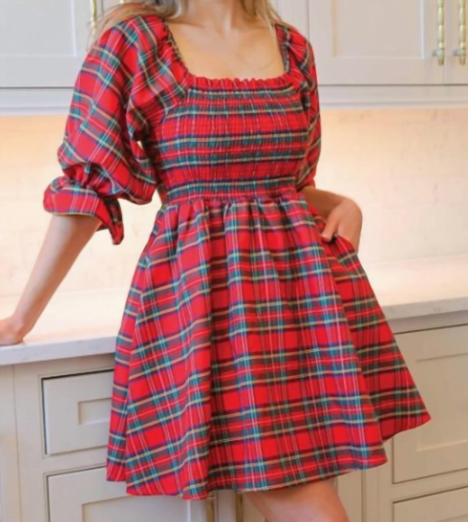 Simply Southern - Holiday Plaid Babydoll Dress