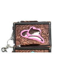 Boho Ranch - Women's Cowboy Hat Western Cowhide Tooled Leather Keychain Wallet