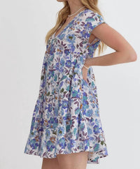 Entro - Floral V-neck Cotton Mini Dress