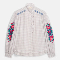 Louise Misha - Cora Cruise Checks Shirt With Embroidery