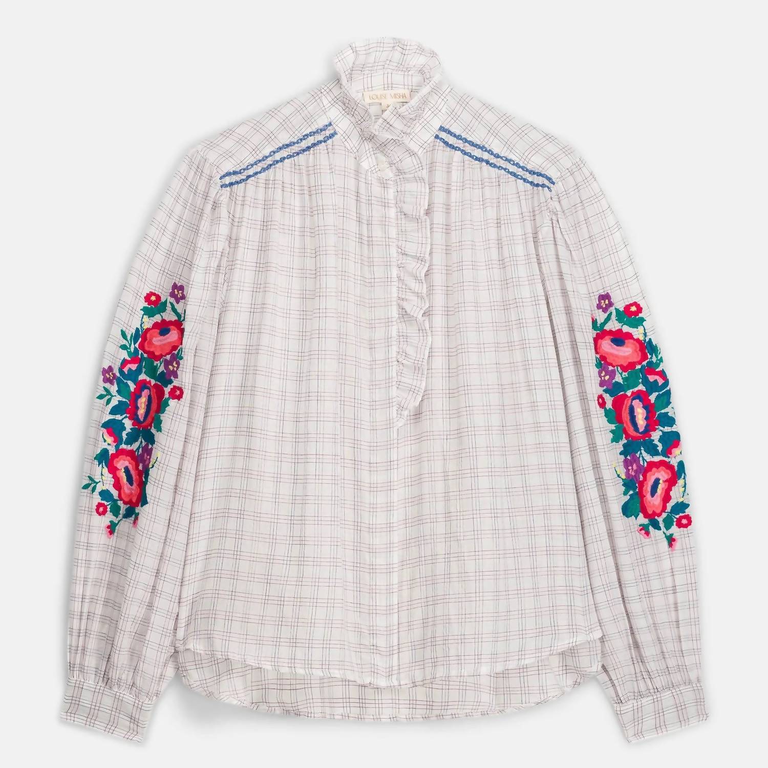 Louise Misha - Cora Cruise Checks Shirt With Embroidery