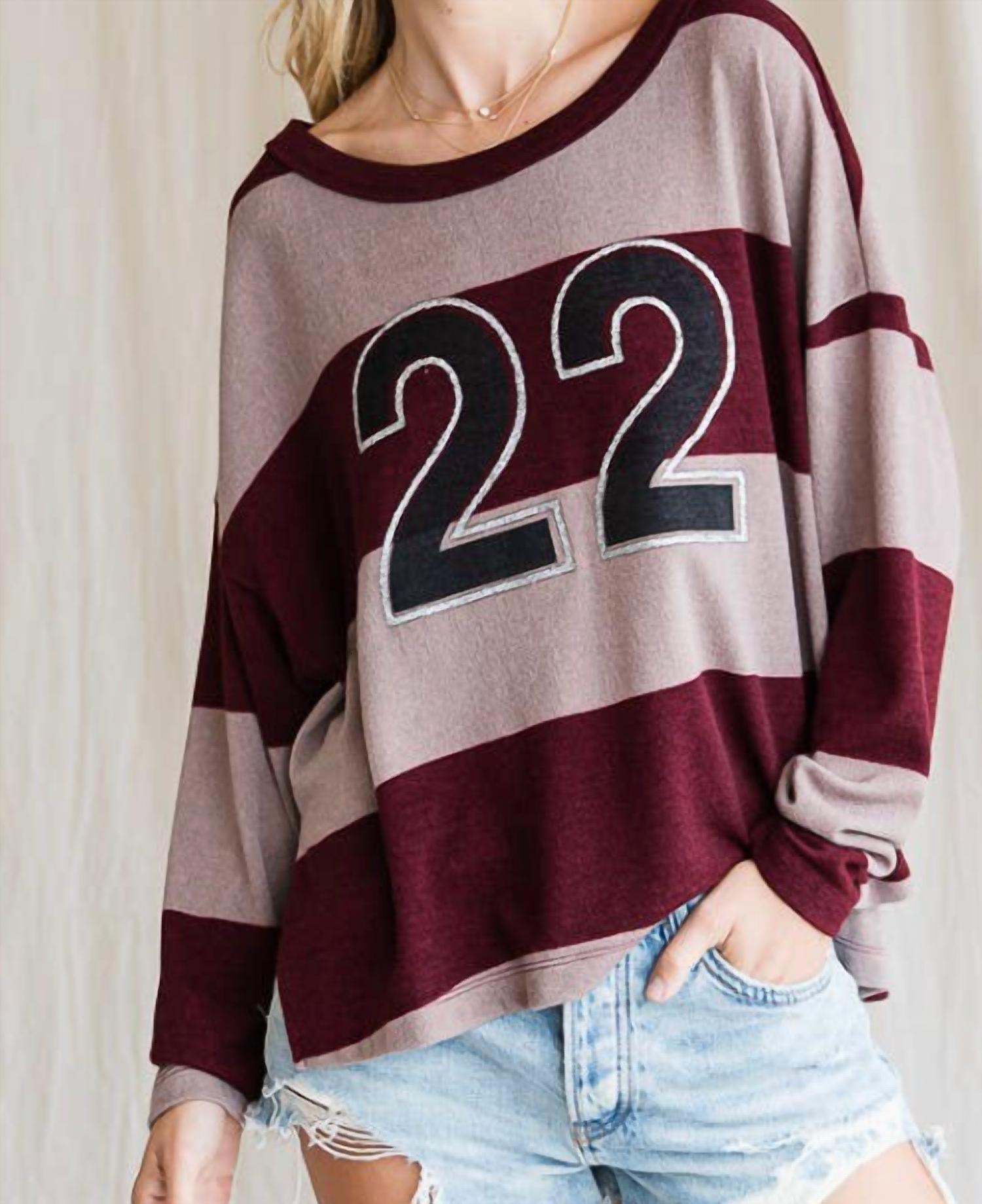 Bucketlist - Color-block Number 22 Long Sleeve Top