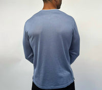 Robert Comstock Cash-t Cashmere Silk Light Weight Sweater in sky blue - women's sweater - detail view