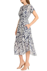 Maggy London - Print Cap Sleeve Midi Dress