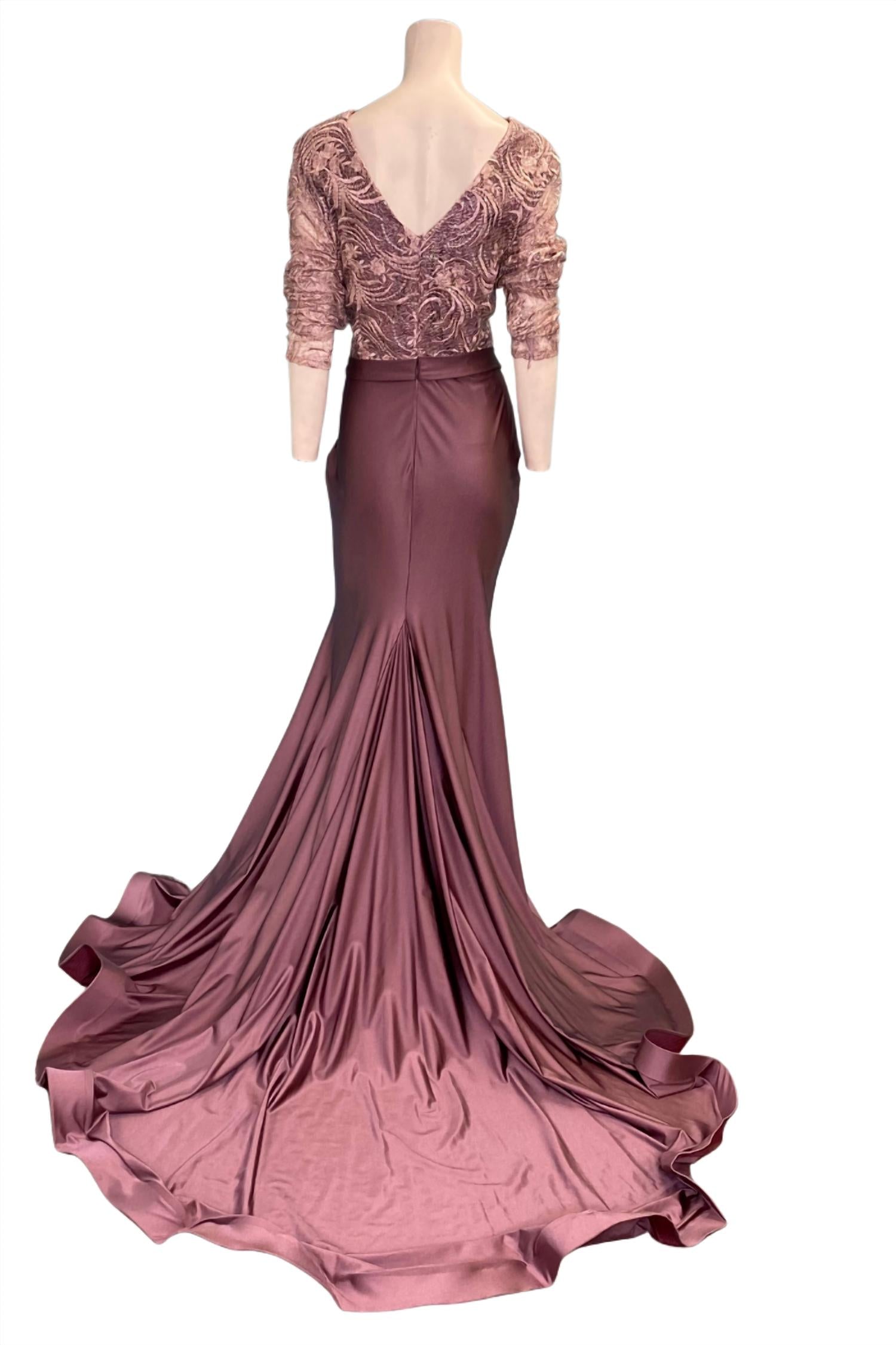 Long Sleeve Lace Evening Gown
