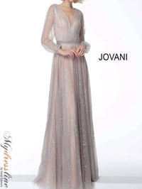 Jovani - Glitter Long Sleeve Dress