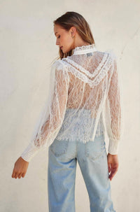 Dress Forum - Frilly Lace Structured Shoulder Blouse
