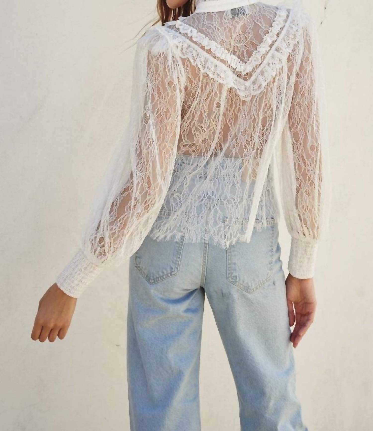 Dress Forum - Frilly Lace Structured Shoulder Blouse
