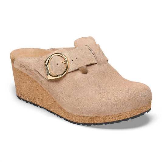 Birkenstock - Women's Fanny Ring-Buckle Suede Wedge Clogs