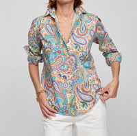 Hinson Wu Margot Long Sleeve Blouse in multi paisley - women's blouse