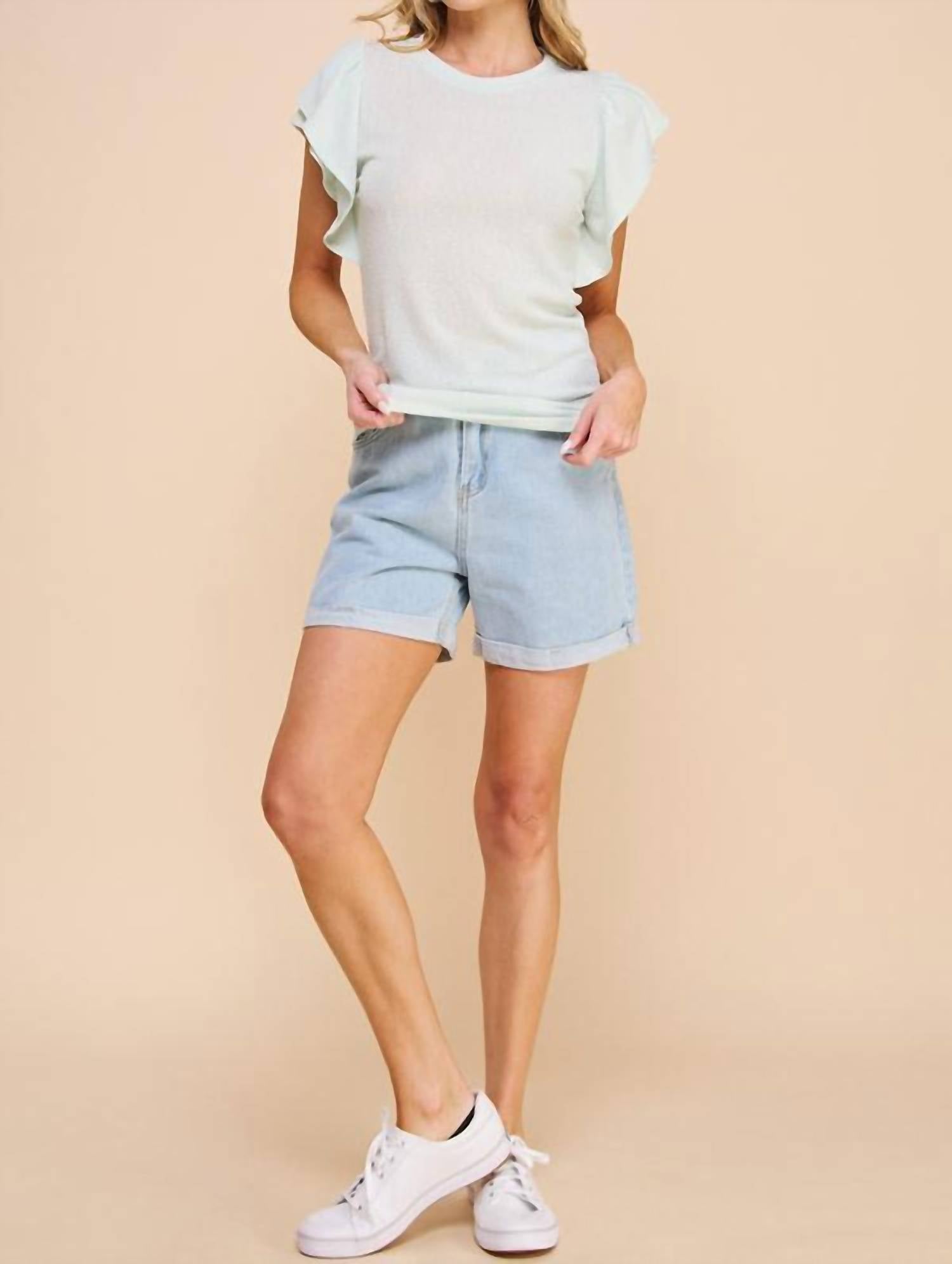 If She Loves - Sparkly Ruffle Sleeve Irvin Blouse