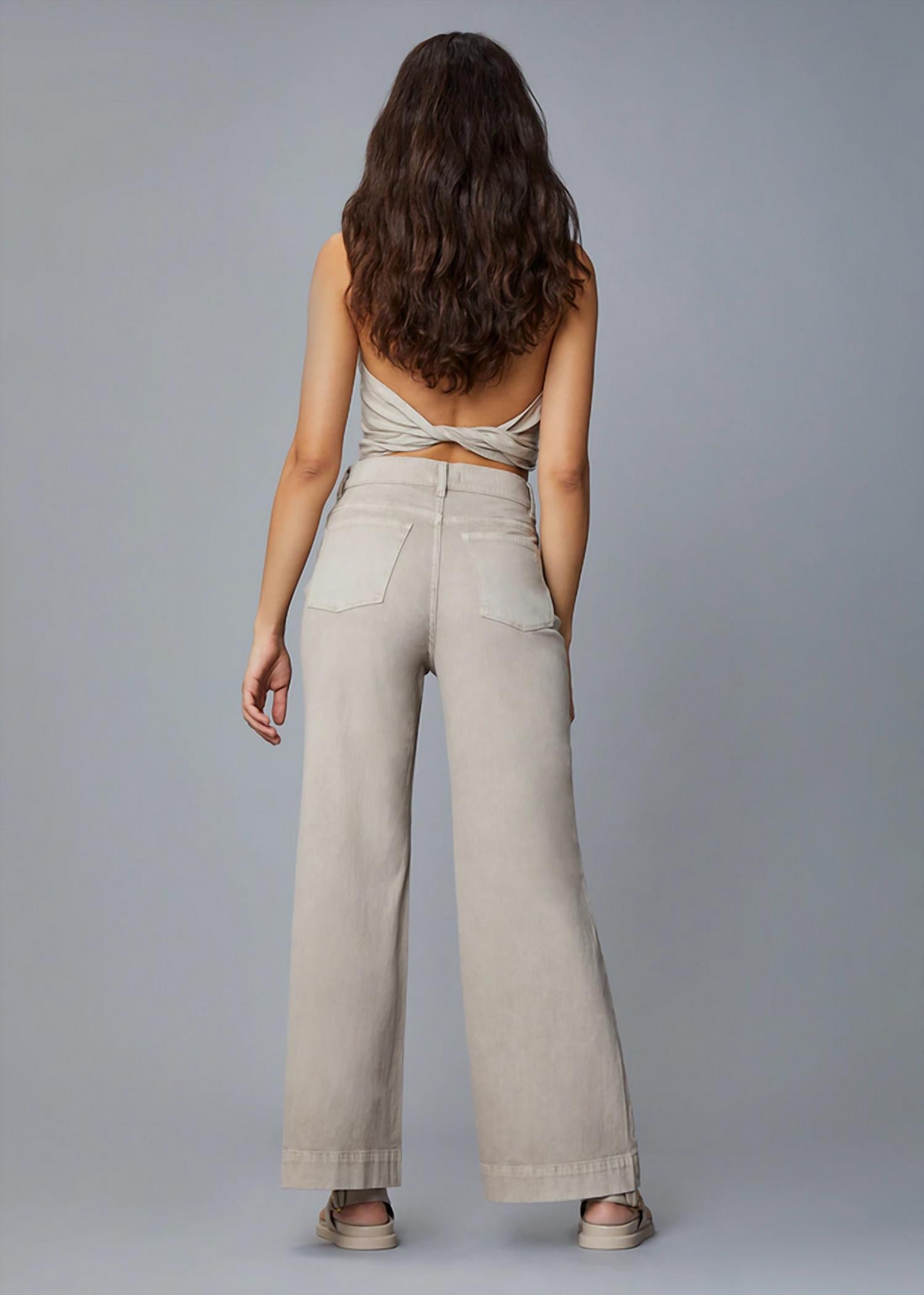 DL1961 - Women's Hepburn Wide Leg Jeans in moonstone - women's jeans - detail view