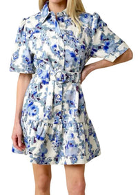 Olivaceous - Cora Floral Belted Shirt Dress