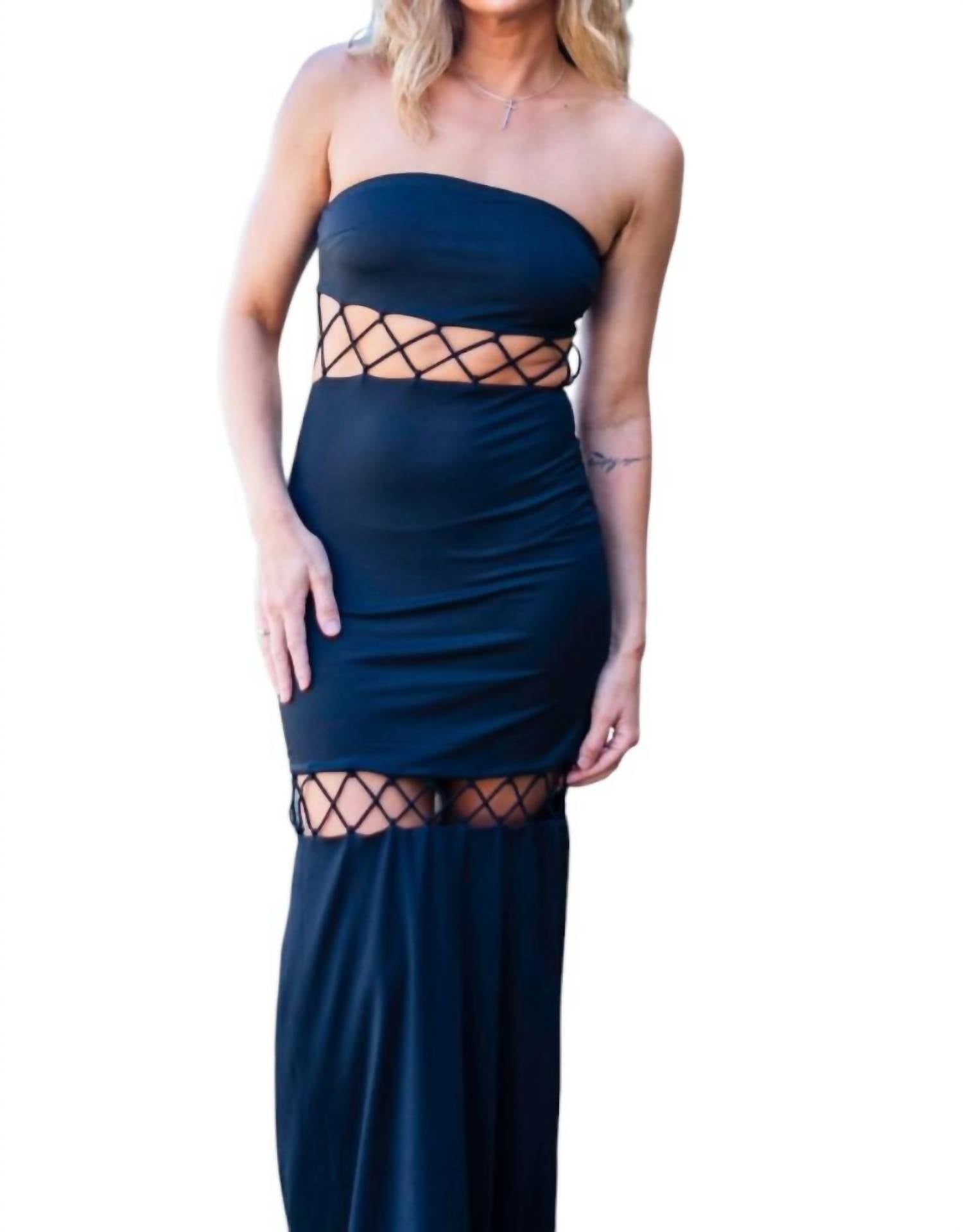 Runaway The Label - Ravenna Black Cross Detail Maxi