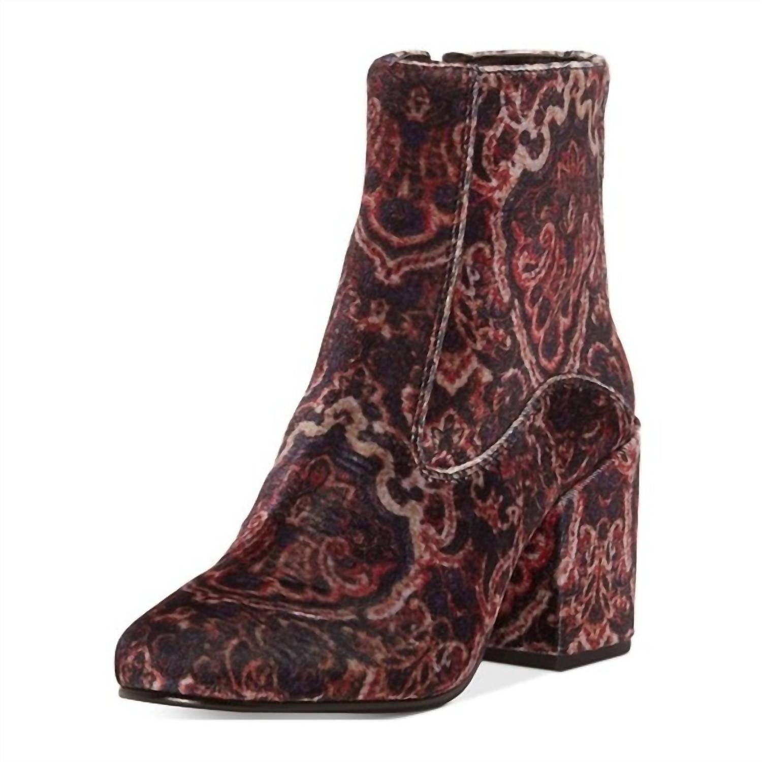 Lucky Brand - Women's Rainns Block Heel Velvet Almond Toe Fashion Ankle Boots