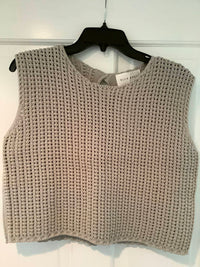 Elle Grey - Women's Sleeveless crochet knit top with crew neckline