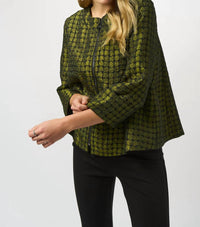 Joseph Ribkoff - Polka Dot Print Jacquard Swing Jacket