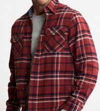 JACHS NEW YORK Brawny Flannel Shirt & Thermal Long Sleeve Tee - 2-pack in red brawny flannel - men's long sleeve top - detail view