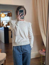 Minnie Rose - Striped Crew With Ruffle Top