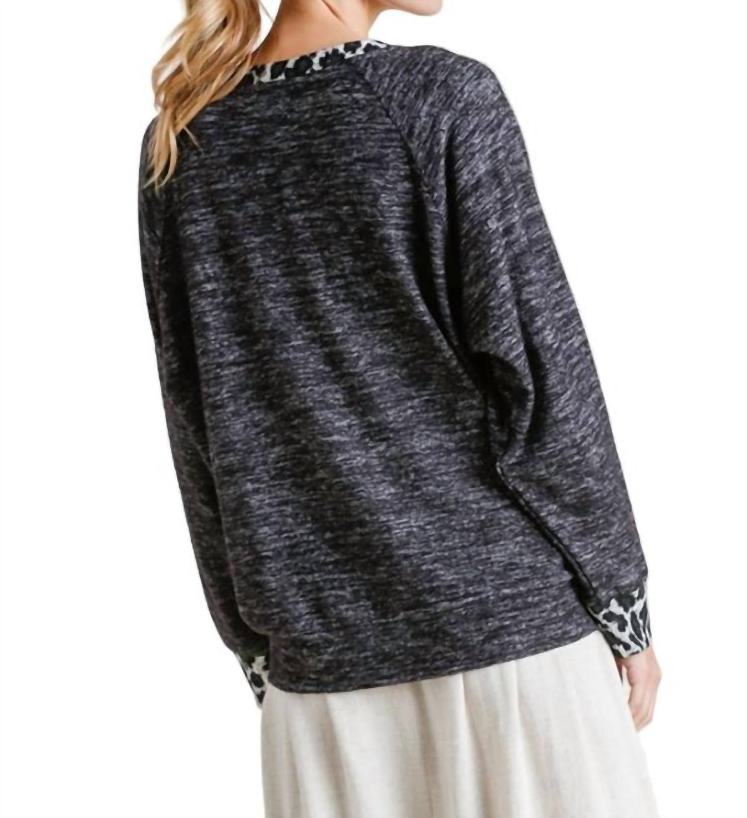Umgee - Leopard Print Trimmed Top