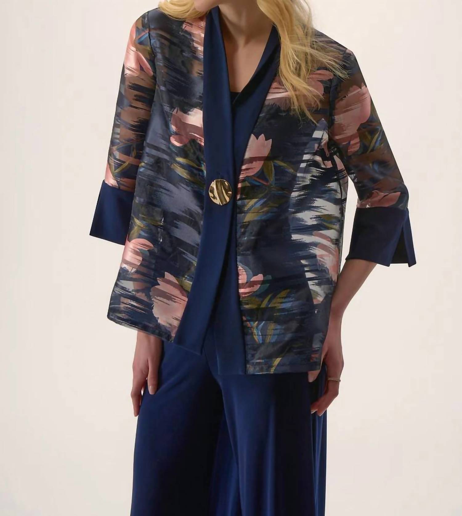 Joseph Ribkoff - Floral Asymmetric Swing Jacket