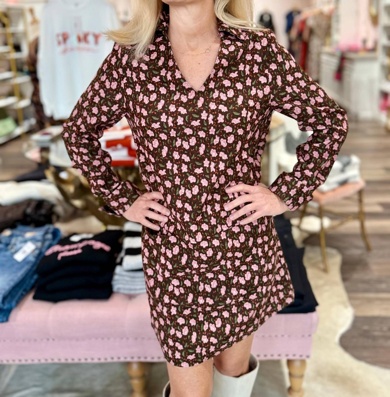 Jade - Split Neck Collar Dress