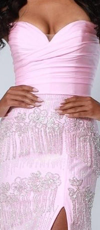Johnathan Kayne Daring Thigh High Sweetheart Gown in petal pink - women's dress - alternate view